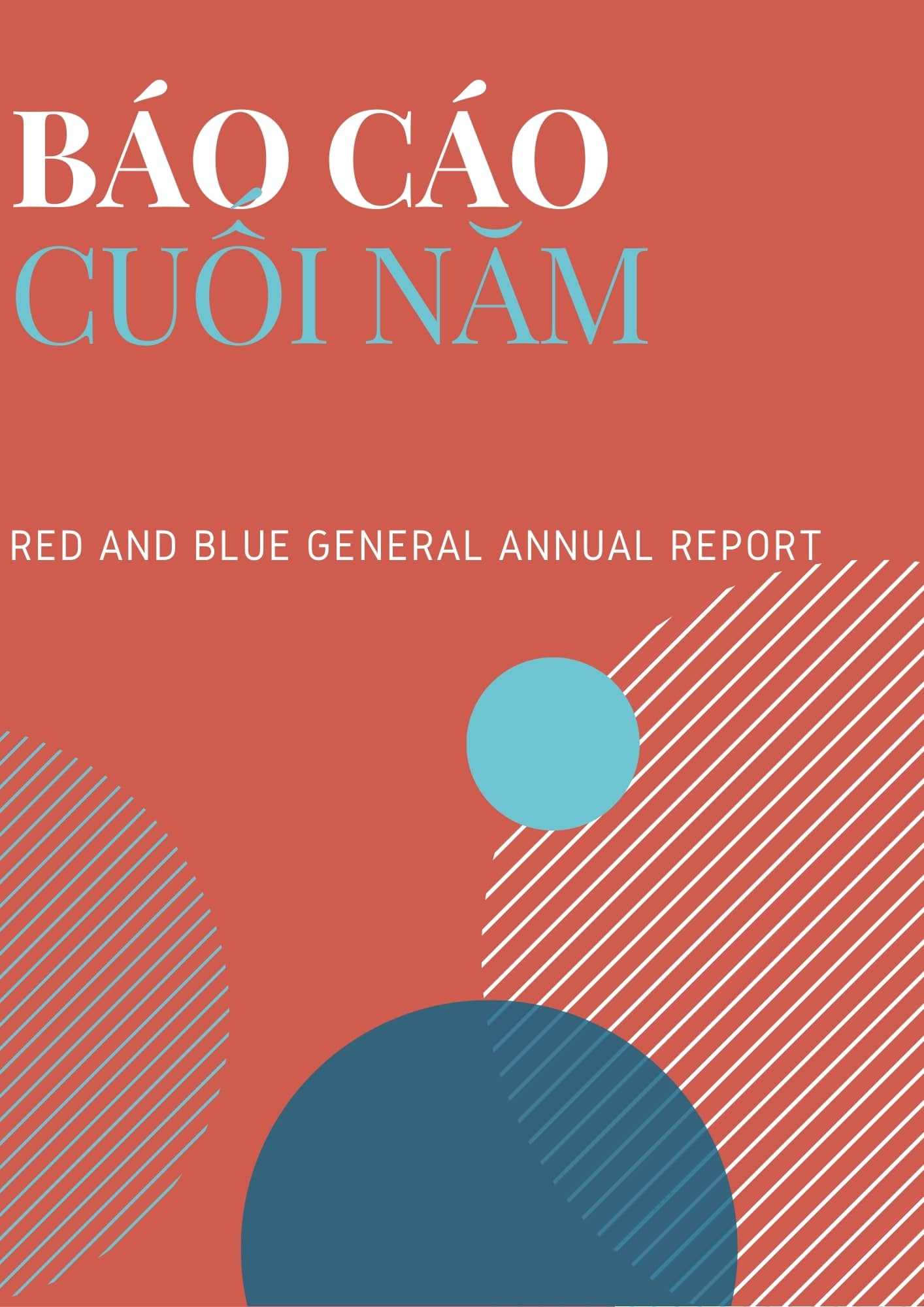Slide báo cáo cuối năm màu xanh đỏ