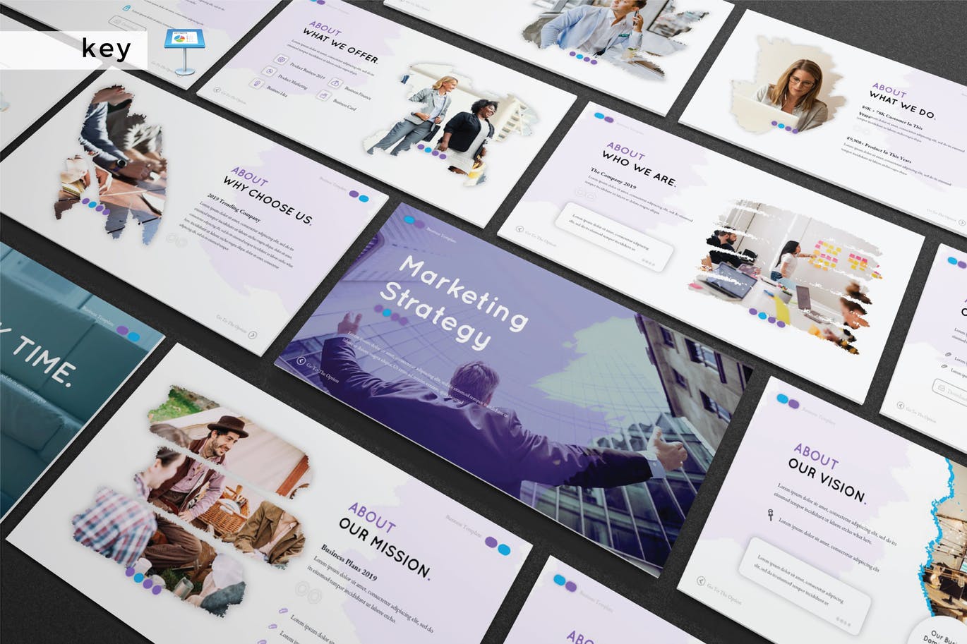 Slide marketing công nghệ màu tím pastel đơn giản