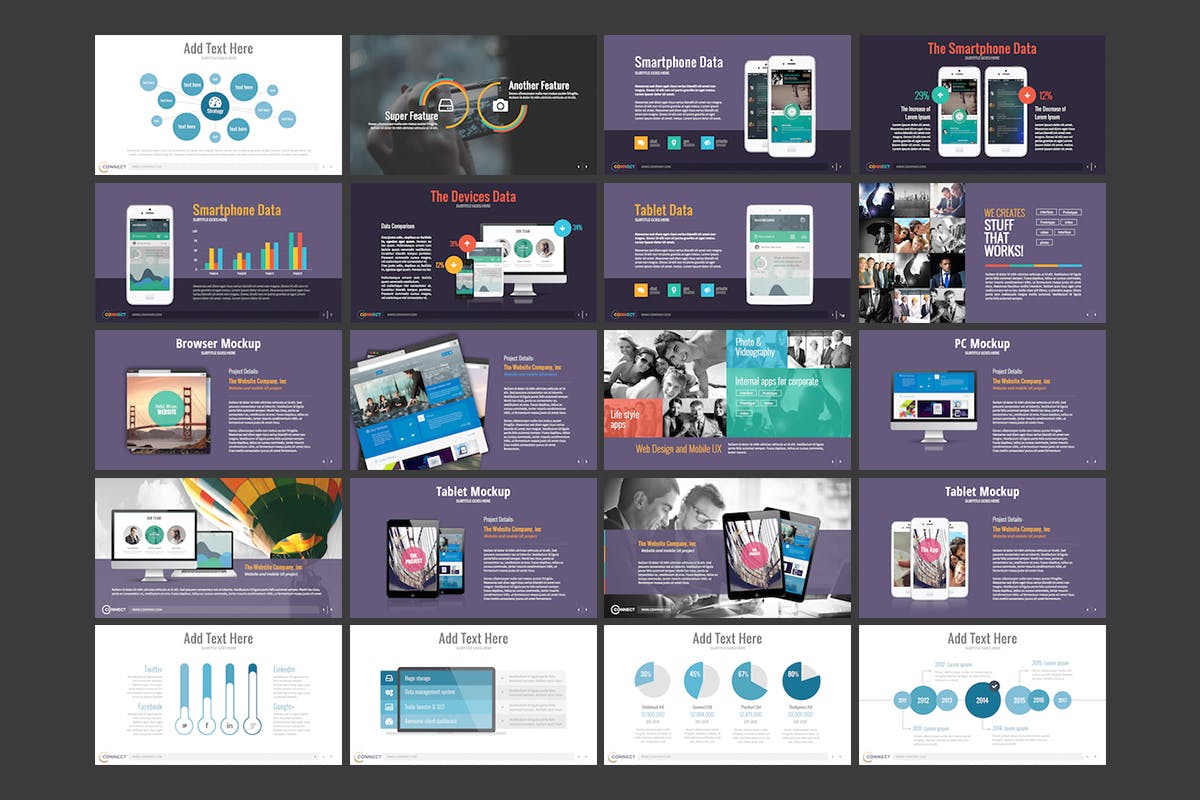Slide marketing công nghệ màu tím đơn giản