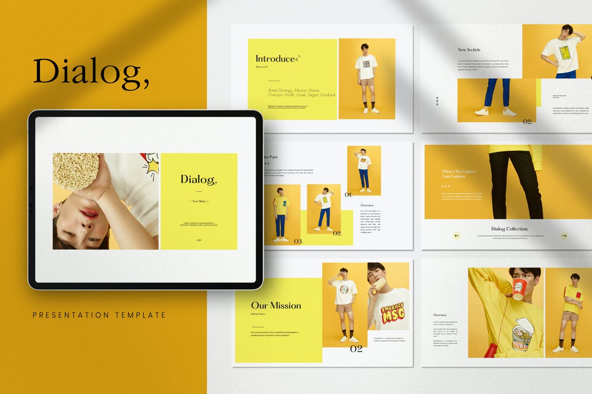 Slide marketing thời trang màu vàng nổi bật phong cách năng động
