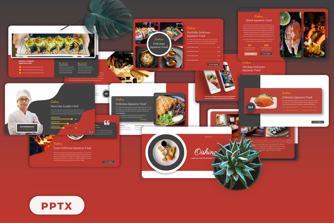 Slide giới thiệu món ăn Trung Quốc màu đỏ nổi bật