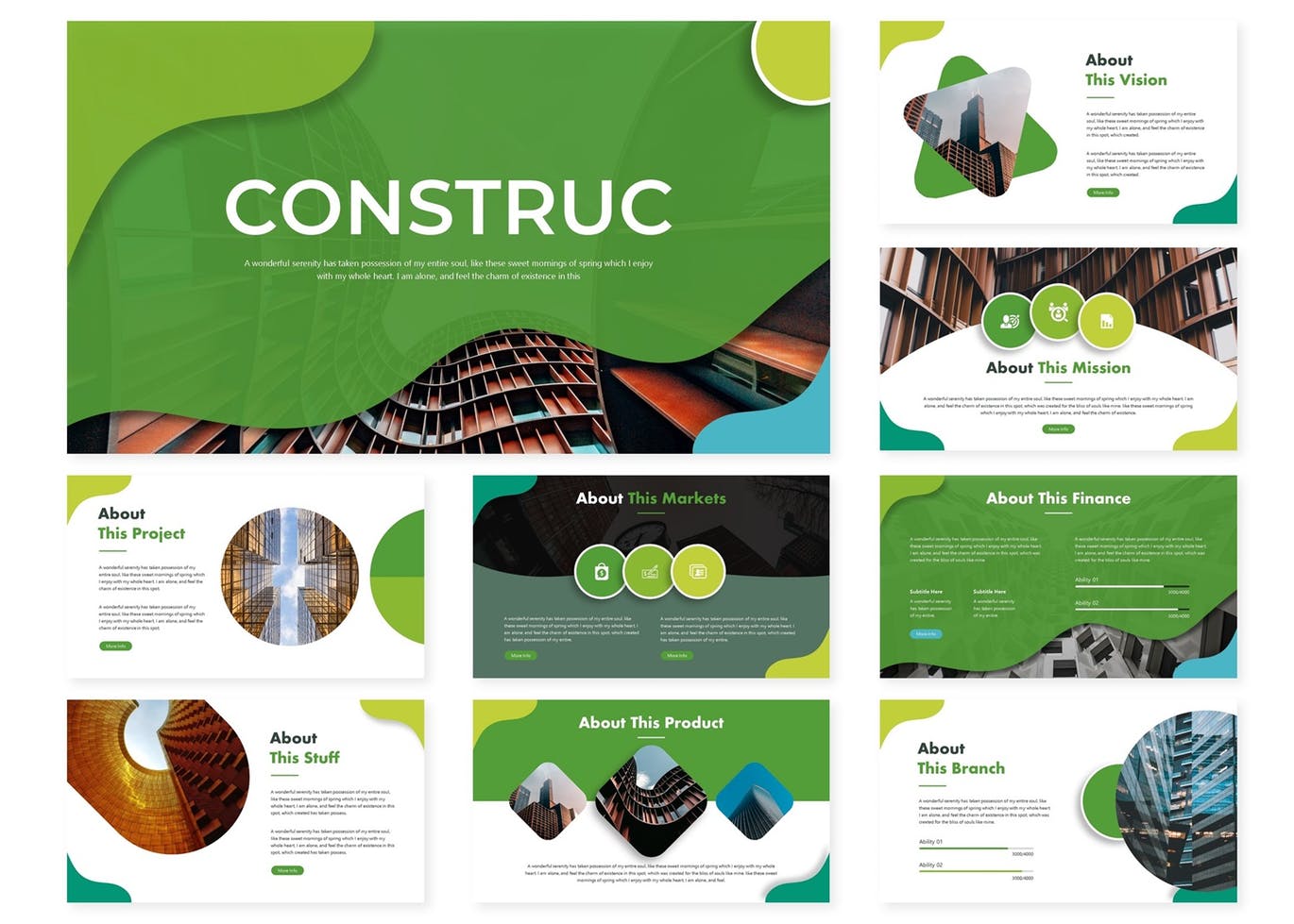 Slide giới thiệu công ty xây dựng màu xanh lá