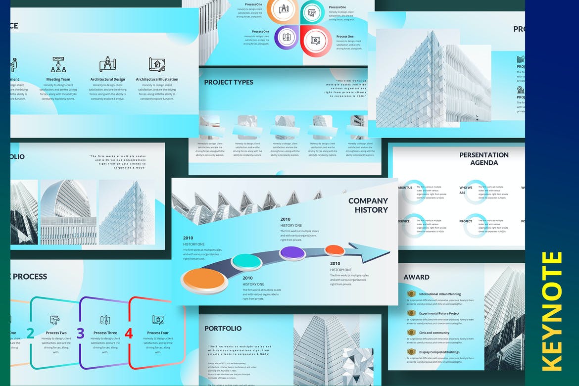 Slide profile công ty xây dựng màu xanh dương pastel