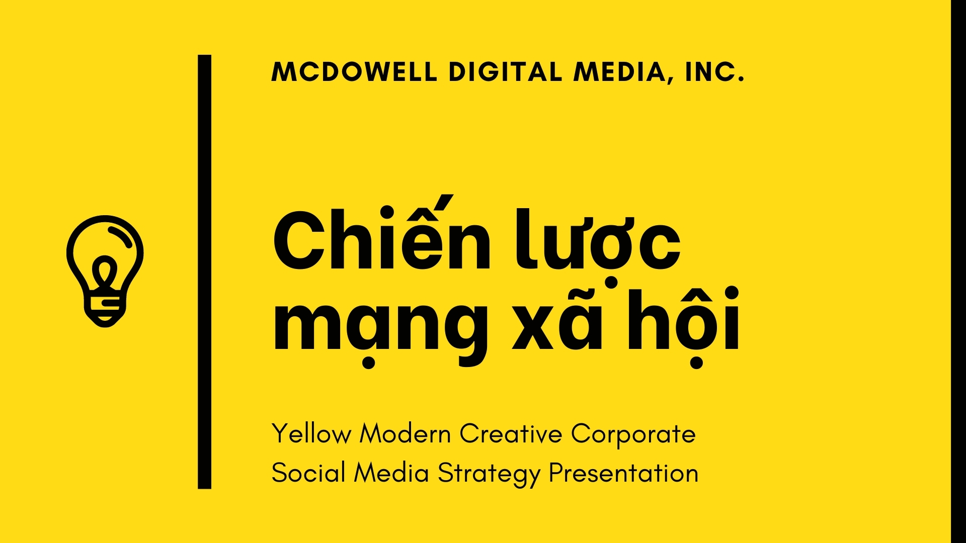 Slide chiến lược mạng xã hội màu vàng đen ấn tượng