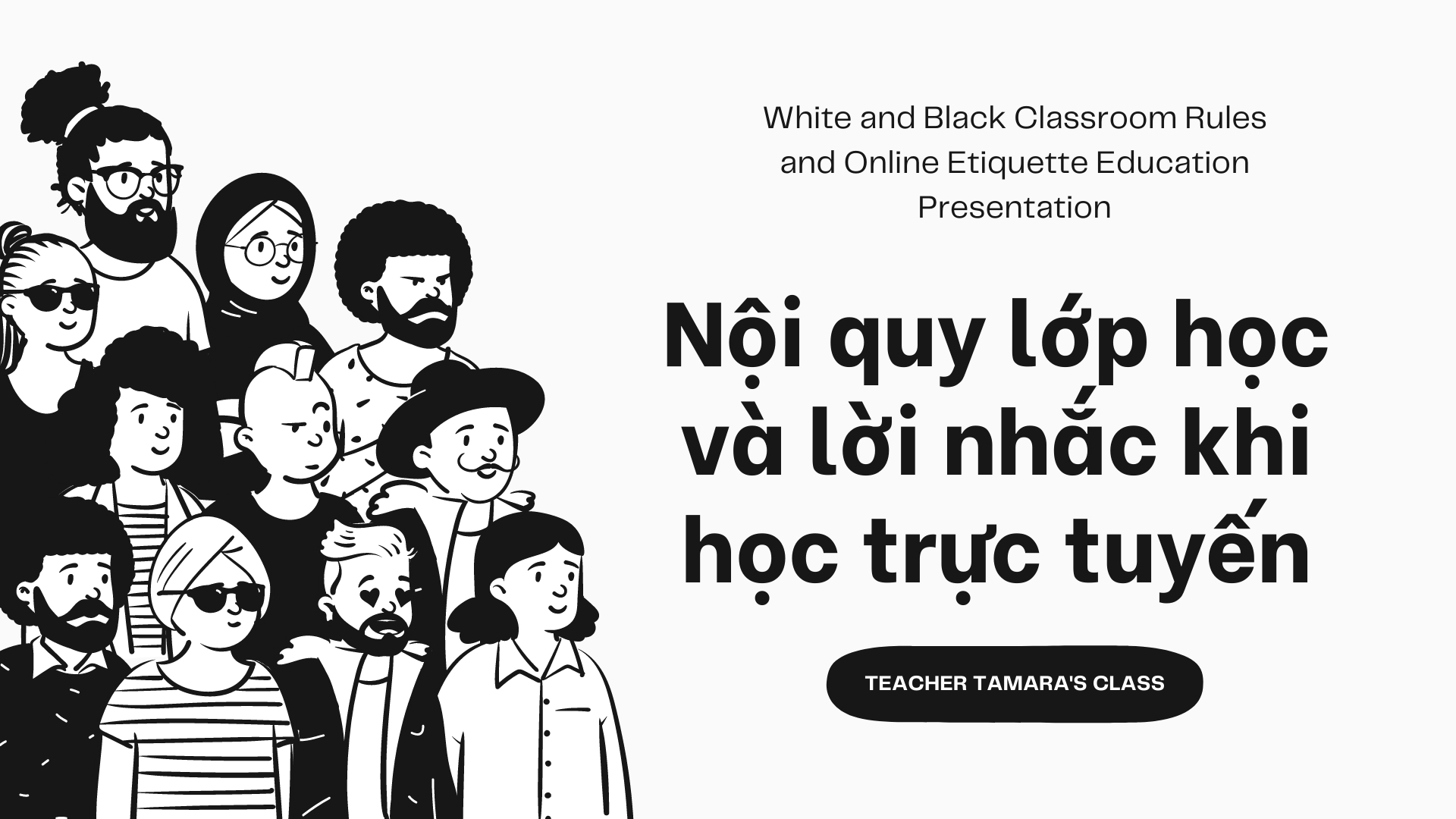 Slide dạy học online màu trắng đen đơn giản năng động