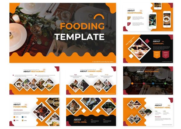 Slide giới thiệu nhà hàng màu cam nổi bật