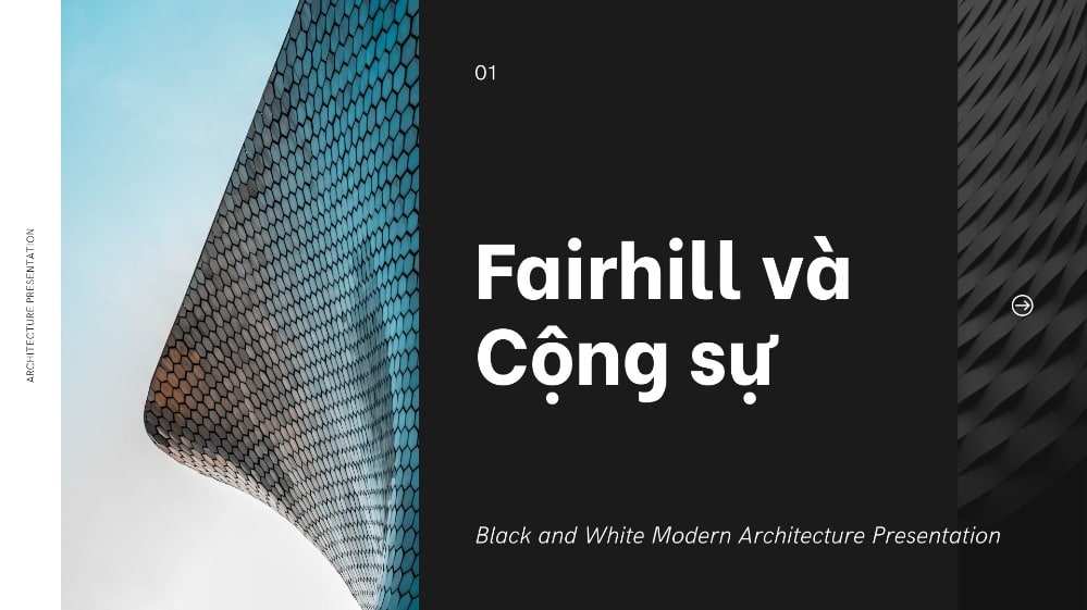 Slide giới thiệu về công ty kiến trúc màu đen ấn tượng