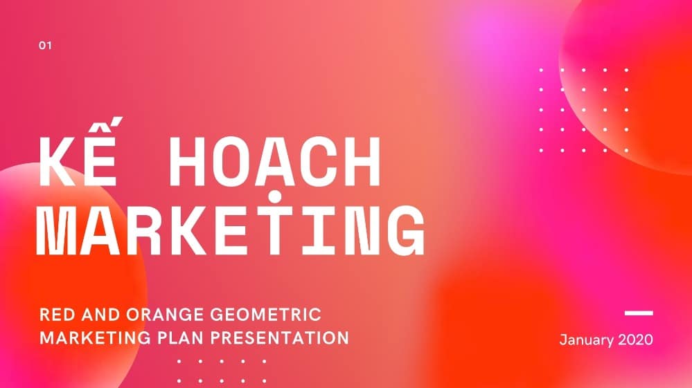 Slide kế hoạch Marketing màu hồng cam thu hút
