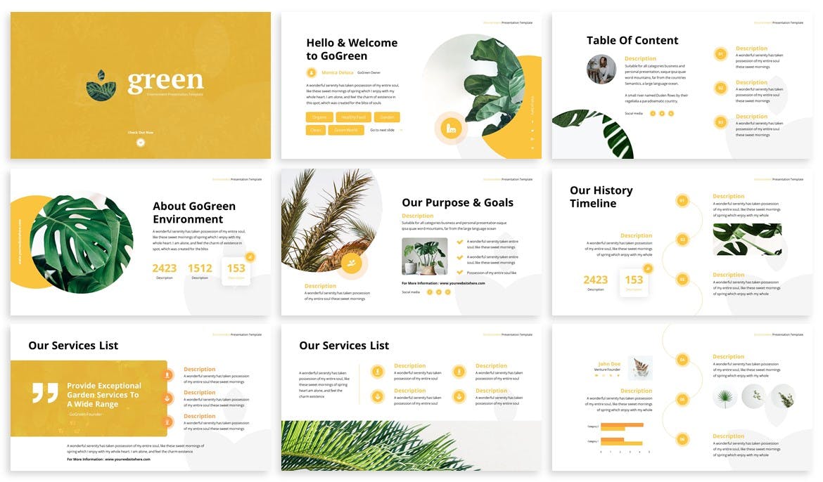 Slide giới thiệu công ty môi trường màu vàng sáng tạo