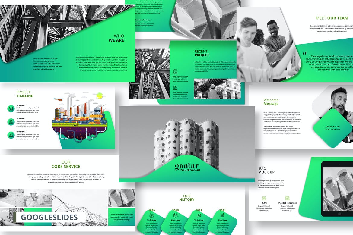 Slide profile công ty xây dựng màu xanh trẻ trung