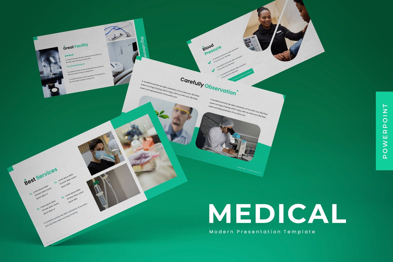 Slide dịch vụ y tế màu xanh lá phong cách hiện đại