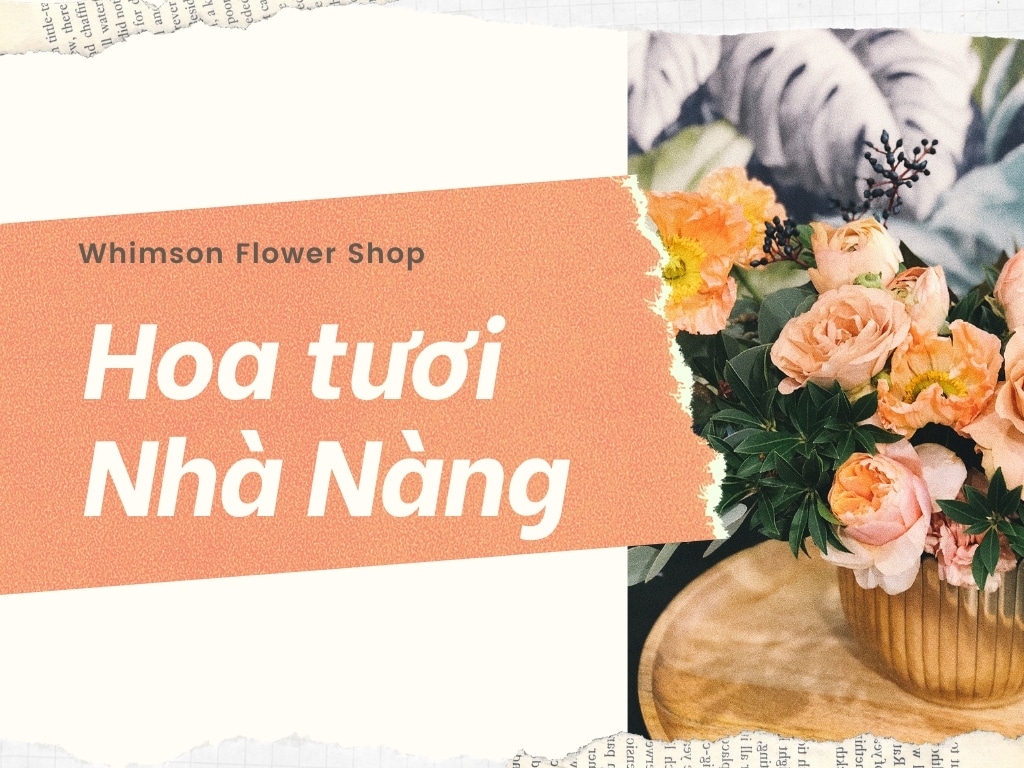 Slide company profile tiệm hoa màu cam hồng phong cách dịu dàng nữ tính