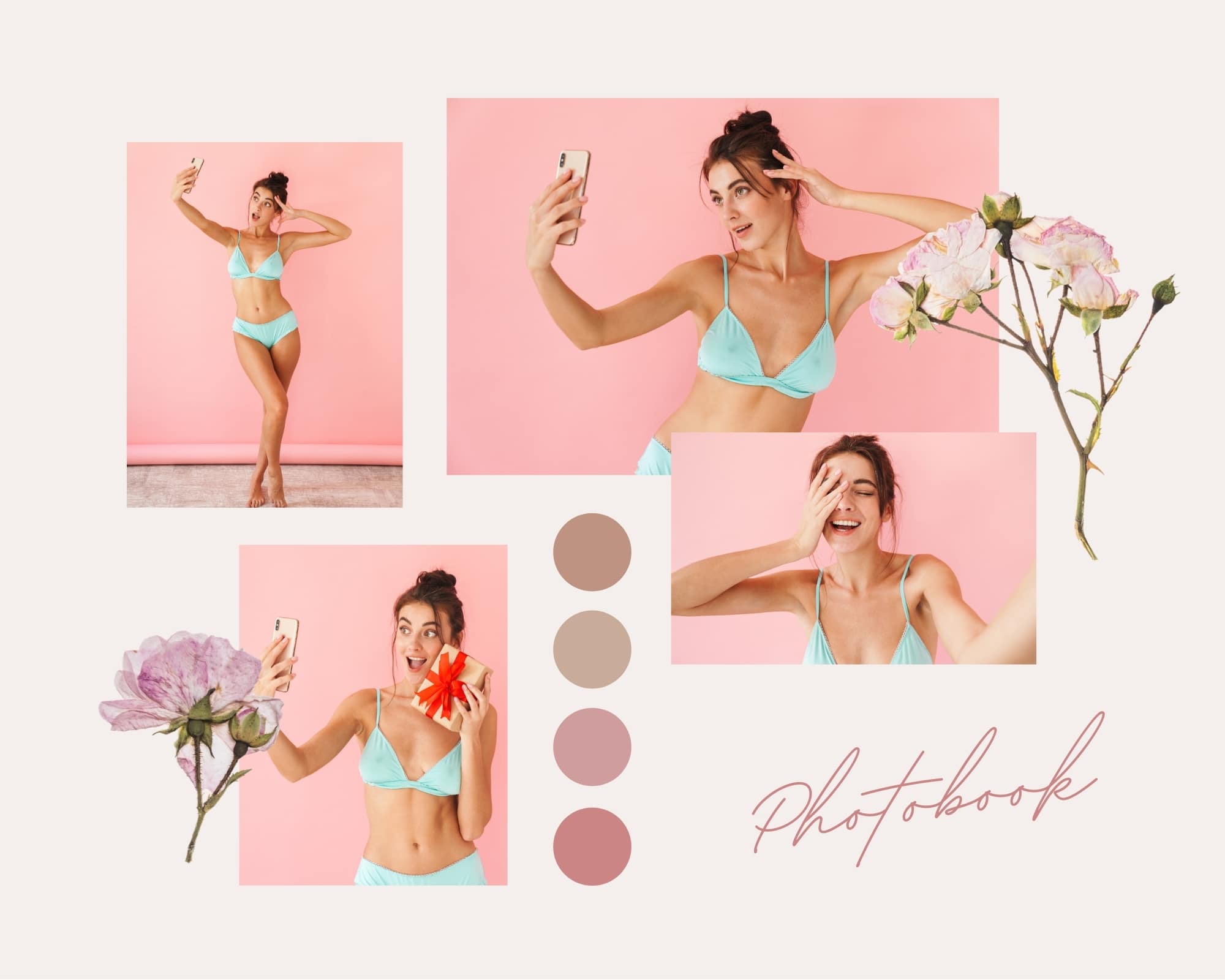 Slide photobook bikini mà hồng phong cách nữ tính